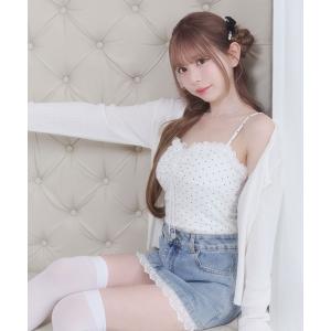 カーディガン 夏 ドット キャミソール ＆ ニットカーディガン アンサンブル （夏服） レディース