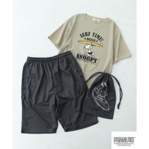 パジャマ PEANUTS プリントドライワッフル上下セット 半袖 メンズ レディース