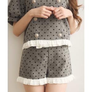 パンツ ヘムラインフリルドットパンツ レディース