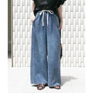 ワイドパンツ ジーンズ デニム デニムパンツ 綿麻デニムパンツ レディース
