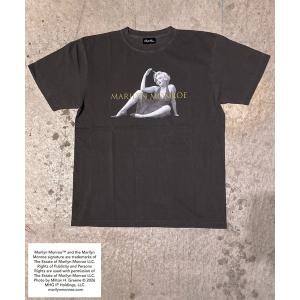 tシャツ 「MARILYN MONROE/マリリン・モンロー」フォトTシャツ ピグメント染め ヴィンテージ ユニセックス モノクロ ゴールドロゴ メンズ レディース