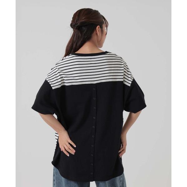 tシャツ 半袖 ヘムテールバックボタンチュニック レディース