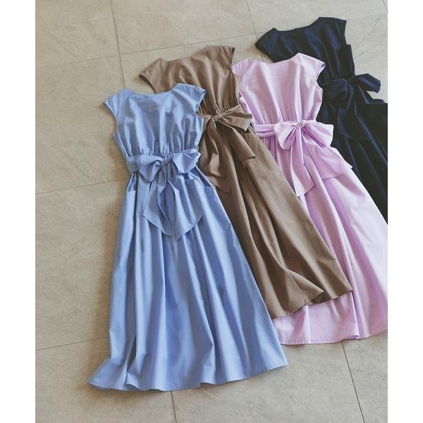 「NATURAL BEAUTY BASIC」 ノースリーブワンピース LARGE ブルー レディース