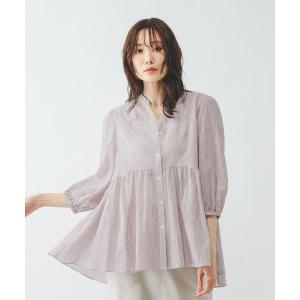 「GLOBAL WORK」 7分袖ブラウス LARGE ボルドー レディース