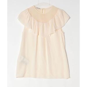 「miu miu」 フリル半袖ブラウス 38 ホワイト レディース