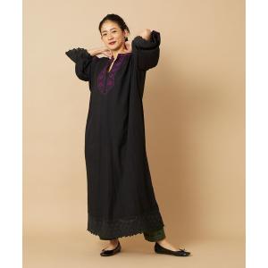 「Freada」 長袖ワンピース フリ- ブラック レディース