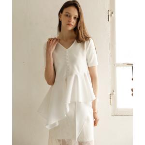 tシャツ 半袖 Peplum Henry Half Sleeve Tops レディース
