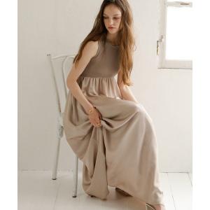 ワンピース Bumpy Satin Cut Mix Dress