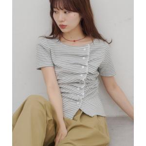 tシャツ 半袖 「umm.」レースレイヤードドレープ半袖プルオーバー レディース