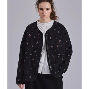 コート アウター 「KELEN / ケレン」フラワー刺繍ノーカラージャケット レディース