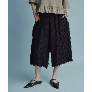 ワイドパンツ パンツ 「W:Huku / コットンフリンジジャガード」バミューダ ハーフ パンツ / Cotton Fringe Jacquard Bermuda Shorts レディース