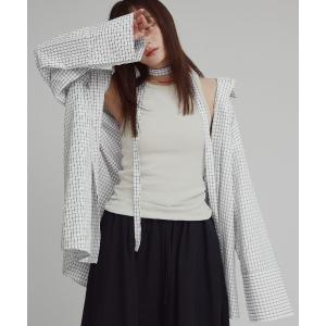 ブラウス シャツ チェック サッカー ボウタイ シャツ / Checkered Bow Tie Shirt レディース