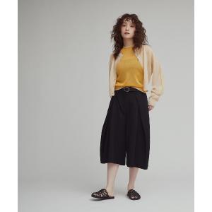 ワイドパンツ スラックス パンツ 「W:Huku / ドライタッチツイル」スラックス バミューダ パンツ / Dry-Touch Twill Bermuda Shorts レディース