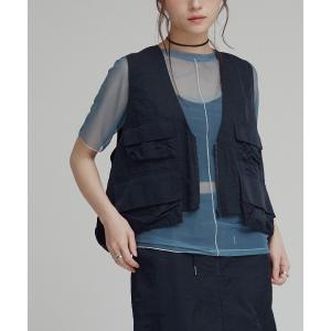 ベスト ジレ 「W:Huku / 撥水 ワッシャーナイロン」フィッシャー ベスト / Washer Nylon Fisher Vest レディース