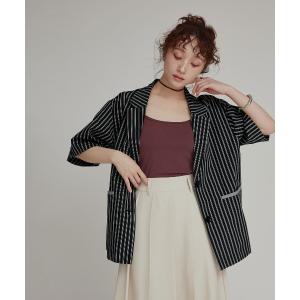 ジャケット テーラードジャケット 「W:Huku / ブロードストライプ」シングル シャツ ジャケット / Broad Stripe Single-Breasted Shirt Jacket レディース
