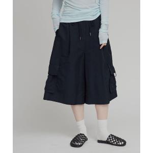 ワイドパンツ パンツ 「W:Huku / 撥水 ワッシャーナイロン」カーゴ バミューダ パンツ / Washer Nylon Cargo Bermuda Shorts レディース