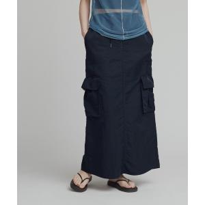 ロング スカート 「W:Huku / 撥水 ワッシャーナイロン」カーゴ ロング スカート / Washer Nylon Cargo Long Skirt
