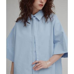 ブラウス シャツ 半袖 「W:Huku / スムースタッチコットン」ボウタイ ハーフ ブラウス / Smooth Touch Cotton Bow Tie Half Blouse レディース