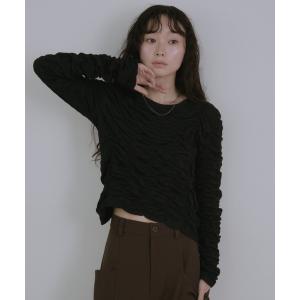 tシャツ シャーリングギャザートップス レディース