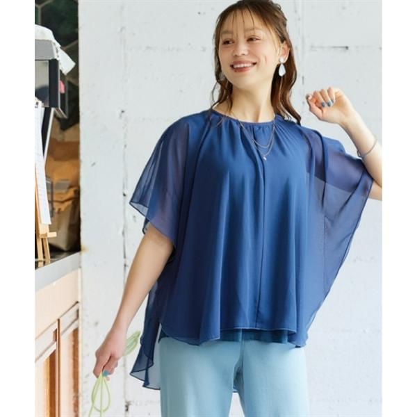 「大きいサイズ」 シフォンドルマンチュニック レディース
