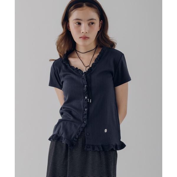 カーディガン 夏 半袖 eyelet frill cardigan / アイレットフリルカーディガン...