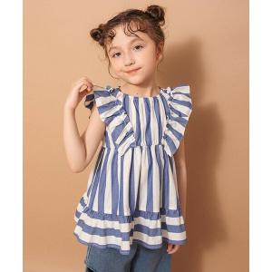 ブラウス シャツ 「おそろい」先染めストライプチュニック キッズ 子供服 女の子