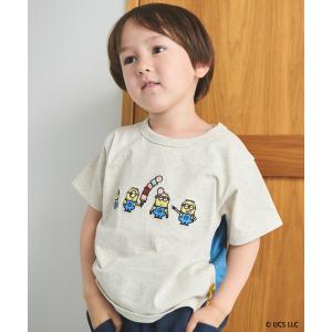 tシャツ 「WEB別注」「ミニオン」布帛切り替え半袖Tシャツ キッズ 子供服 男の子 女の子