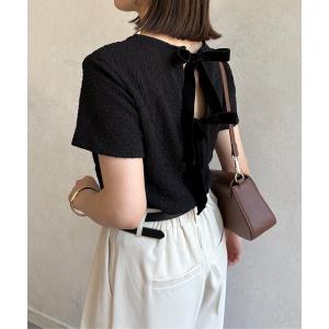 tシャツ 半袖 ポップコーンベロアリボンプルオーバー レディース