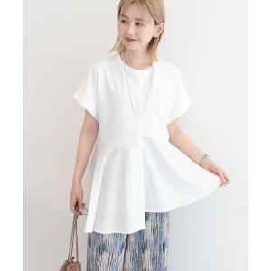 tシャツ 半袖 アシンメトリーペプラム ドッキングプルオーバー レディース