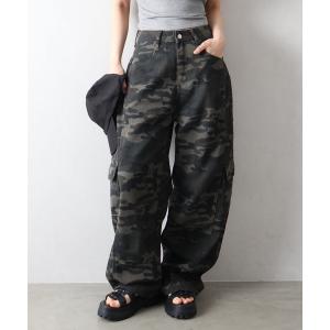 ワイドパンツ カーゴパンツ 迷彩カーゴパンツ レディース