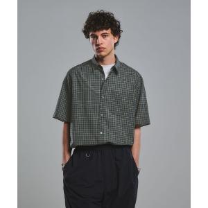 シャツ 半袖 ウォッシャブル TW サイロ ジャストルーズ チェック柄 半袖 シャツ -通気性・接触冷感- メンズ