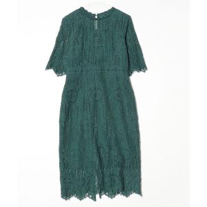 「DRESS PLUS」 半袖ワンピース X-LARGE ダークグリーン レディース