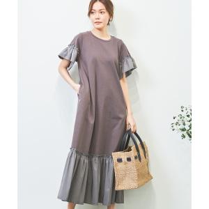 「HERENCIA」 半袖ワンピース MEDIUM チャコールグレー レディース