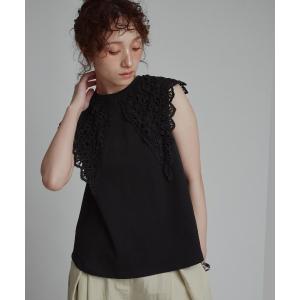 ブラウス シャツ 「W:Huku / シルキータッチコットン」ビッグカラー ノースリーブ トップス / Silky-Touch Cotton Big Collar Sleeveless Top レディース