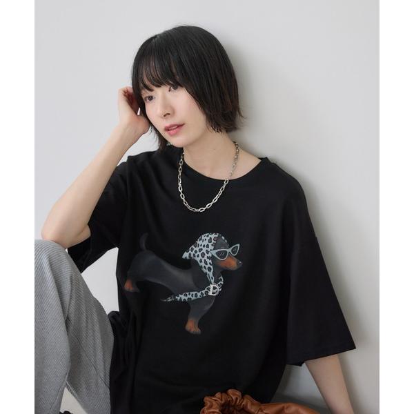 tシャツ 半袖 ドッグ柄Tシャツ レディース