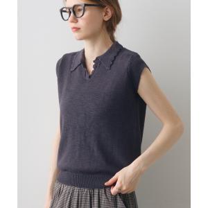 サマーニット ニット セーター scallop polo summer knit / スカラップポロサマーニット レディース