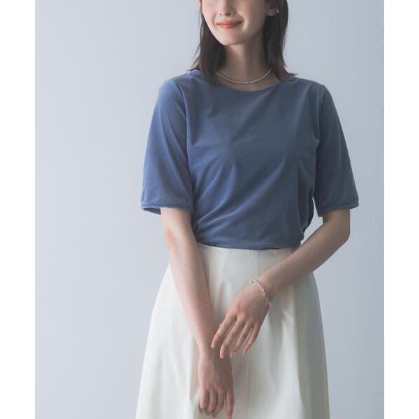 tシャツ 半袖 バックスリットシアーベロアカットソー レディース