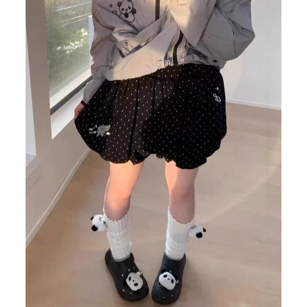 パンツ ワンポイント刺繍付きバルーンミニスカート レディース