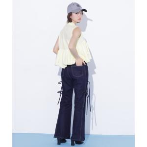 ジーンズ デニム デニムパンツ 「再入荷」サイドリボンフレアデニム レディース