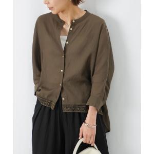 ブラウス シャツ LC/LLL シアーボイル裾レース7分袖ブラウス レディース