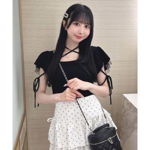ニット セーター スクエアネックフリルニット レディース