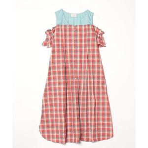「Re.Verofonna」 チェック柄半袖ワンピース 38 レッド レディース