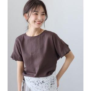 ブラウス シャツ 「通気性抜群/二の腕カバー」レーヨン麻フリルスリーブブラウス レディース