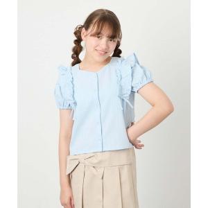 ブラウス シャツ 「130-160」「冷感/洗える」肩フリルブラウス キッズ 子供服