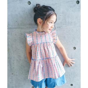 チュニック 「リンク」ノースリーブティアードフリルチュニック キッズ 子供服 女の子