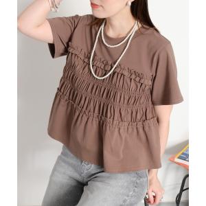 tシャツ 半袖 「接触冷感 ICE TEE」シャーリングビスチェライクショートスリーブTee レディース