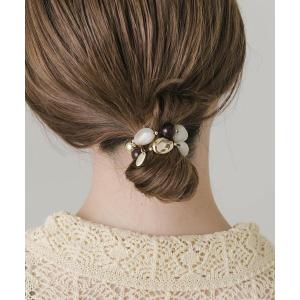ヘアゴム 「再入荷」ストーンライクモチーフヘアポニー