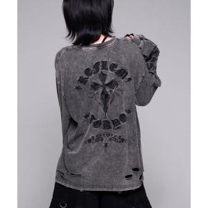 tシャツ REFLEM/レフレム」クロス刺繍L/S Tee/ロングスリーブカットソー レディース メンズ