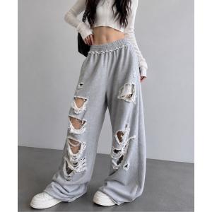 スウェットパンツ ジャージ 「Bls」 「ZM」「Bling Leads」ダメージ加工 スウェットパンツ(BL) レディース