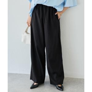 ワイドパンツ パンツ ネップツイードイージーワイドパンツ｜ウエストゴム/体型カバー/きれいめ レディース